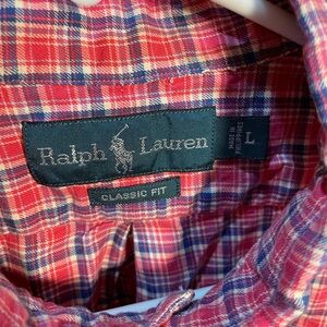 Ralph Lauren Men's Classic Red and Blue Plaid Shirt